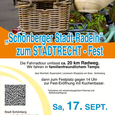Bild vergrößern: Schönberger Stadt-Radel-Tour zum STADTRECHT-Fest am 17.9.19 ... Herzliche Einladung ... https://www.komoot.de/tour/926674963?share_token=a6YN48srbYlzVMm51NyOESYCHQG9t4fioJBGDbuOpaTt0KfNK1&ref=wtd
